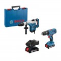 Set BOSCH Martillo Perforador GBH 5-40 DCE + Taladro GSB 18V-21 + 2x2.0Ah + Maleta