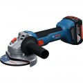 Miniamoladora a batería BOSCH GWS 18V-8 125mm + 2 x 4.0 Ah en L-BOXX - 06019N9002