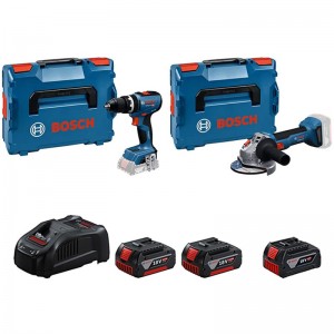 SET a batería BOSCH Taladro GSB 18V-65 + Amoladora GWS 18V-8 + 2x5.0Ah + 1x4.0Ah GRATIS + cargador