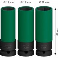 Set de vasos de impacto BOSCH PRO Impact, fundas de PET, 1/2", muy profundas, 17/19/21 mm