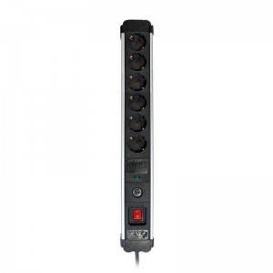 Base múltiple SIMON EXTRAPOWER 6 tomas 16A 250V aluminio con protección sobretensiones, 1,5 metros