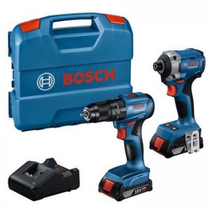 Taladro BOSCH GSB 185-LI + Atornillador de impacto BOSCH GDR 18V-215 + 2x2.0Ah + cargador en L-CASSE
