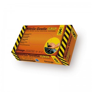 Guante desechable de nitrilo GENTLE GRIP 8.5 gr NARANJA diamantado, sin polvo (caja 50 unidades)