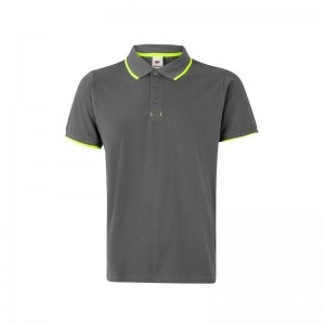 Polo manga corta Stretch VELILLA bicolor, gris/amarillo flúor