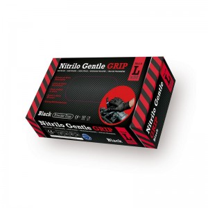 Guante desechable de nitrilo GENTLE GRIP 8.5 gr NEGRO diamantado, sin polvo (caja 50 unidades)