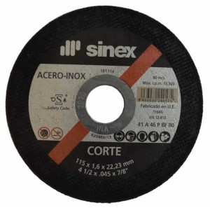 Disco de corte plano SINEX EHT para acero e inox