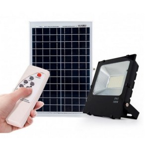 Foco proyector led AYERBE 100W con placa solar, batería y mando - 620645