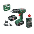 Taladro de percusión BOSCH EasyImpact 18V-40 con 2 baterías de 2.0 Ah + maleta + SET 25 puntas de atornillar