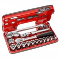 Juego de carraca 1/2" FACOM y vasos OGV® Grip en estuche, 21 piezas - SL.DBOX1GRPPB