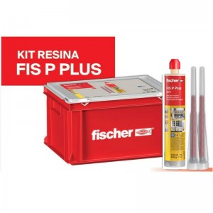 KIT Anclaje/Taco químico resina de poliéster FISCHER FIS P PLUS 300 ml, 20 uds + 40 cánulas + cubeta