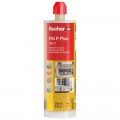 KIT Anclaje/Taco químico FISCHER resina de poliéster FIS P PLUS 380 ml, 16 uds + 32 cánulas + cubeta - 574271