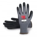 Guante nylon gris sin costuras TOMAS BODERO, recubrimiento nitrilo negro Microfinish en palma - 700MF TOUCH