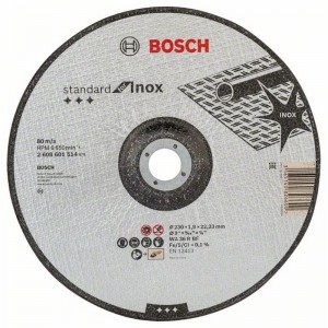 Disco de corte BOSCH acodado Standard for Inox WA 36 R BF, 230 mm, 22,23 mm, 1,9 mm - 2608601514