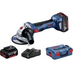 Mini Amoladora Angular a Batería BOSCH GWS 18V-7 125mm + 2x4.0Ah + Maleta