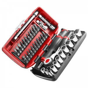 Juego Facom vasos 1/4" 6 caras métricas y puntas atornillar 38 piezas - R.360NANO