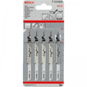 Hoja de sierra de calar BOSCH T 101 BR Clean para madera (Blister 5 unidades) - 2608630014