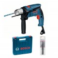 Taladro Eléctrico con Percusión BOSCH GSB 13 RE + Set Brocas (5/6/8mm) + Maleta