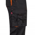 Pantalón Stretch VELILLA bicolor multibolsillos, Negro / Naranja flúor