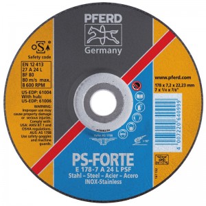 Disco de desbaste PFERD acero/inox E L PSF