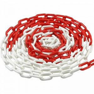 Cadena de plástico para balizamiento rojo/blanco, eslabones 6 mm, longitud 25 metros