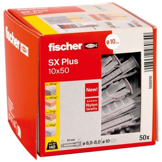 Taco de expansión FISCHER S de nylon 10x50mm 50 unidades
