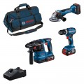 Kit 18V: Taladro GSB 18V-45 + Amoladora GWS 18V-10 + Martillo GBH 18V-22 + 2 x 5,0 Ah + 1 ProCORE 5,5 Ah + GAL 18-40