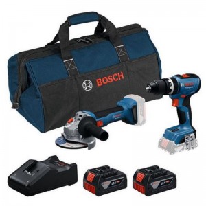 Set a batería Professional Taladro BOSCH GSB 18V-65 + Amoladora BOSCH GWS 18V-8 + 2 x 4.0 Ah + bolsa