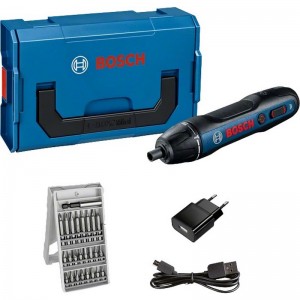 Atornillador a batería PROFESIONAL BOSCH GO 3.6v con juego de puntas 25 piezas en L-BOXX mini - 06019H2101