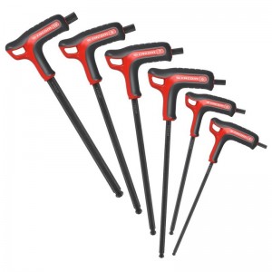 Juego de 6 llaves macho FACOM 6 caras con cabeza esférica, mango en T - 84TZSA.PB