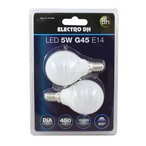 Pack 2 lámparas led esféricas E14 de 5w luz fría