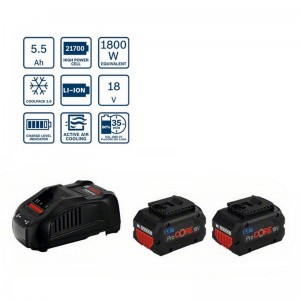 Pack 2 Baterías BOSCH ProCore 18V 5.5Ah + Cargador BOSCH GAL 1880 CV