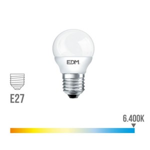 Lámpara led esférica EDM E27 5W 400 lúmenes luz fría 6400K - 98320