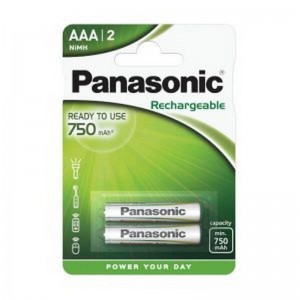Pilas recargables PANASONIC AAA de 750mAh en blister con 2 unidades