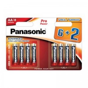 Pilas alcalinas PANASONIC AA en blister de 6 unidades + 2 gratis