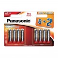 Pilas alcalinas PANASONIC AA en blister de 6 unidades + 2 gratis
