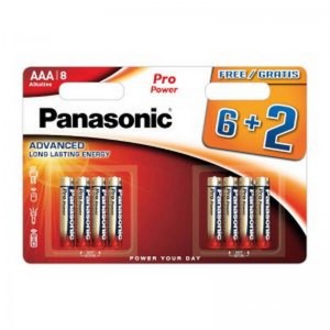 Pilas alcalinas PANASONIC AAA en blister de 6 unidades + 2 gratis