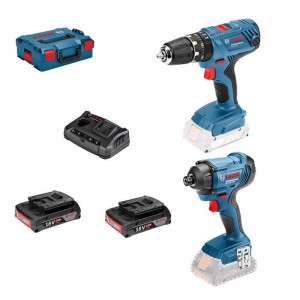 Set Taladro Percutor BOSCH GSB 18V-21 + Atornillador BOSCH GDR 18V-160 + 2x2.0Ah + Maleta