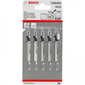 Hoja de sierra de calar BOSCH T 101 AO Clean para madera (Blister 5 unidades) - 2608630031