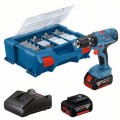 Taladro Percutor a Batería BOSCH GSB 18V-21 + 2x4.0Ah + 82 Accesorios