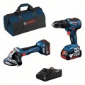 Set BOSCH Taladro GSB 18V-55 + Amoladora GWS 18V + 2x4.0Ah + Cargador + Bolsa