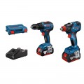 Set BOSCH Atornillador de Impacto GDX 18V-200 + Taladro Percutor a Batería GSB 18V-55 + 2x4.0Ah