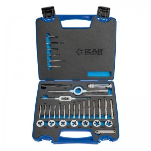 Juego machos y cojinetes de mano IZAR 3406 - M3-M12 + COMBI (MOD. 0), 33 piezas - 70527