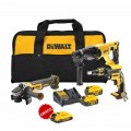 KIT PLADUR: Atornillador DCF620 + Martillo DCH133 + Amoladora DCG405 + 2 x 5.0 Ah + GRATIS 1 x 2.0 Ah - DEWALT