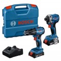Taladro BOSCH GSB 185-LI + Atornillador de impacto BOSCH GDR 18V-215 + 2x2.0Ah + cargador en L-CASSE