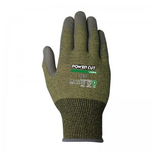 Guante sin costuras de fibra para-aramida y fibra de vidrio, poliéster y elastano, poliuretano en palma - 4411
