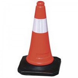 Cono de señalización tráfico, 1 banda reflectora, base goma