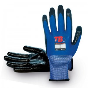 Guante de poliéster y nitrilo negro TOMÁS BODERO, riesgo mecánico de uso general - 700AZ U3 TOUCH