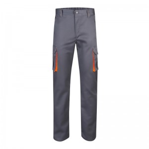 Pantalón Stretch VELILLA bicolor multibolsillos, Gris / Naranja flúor