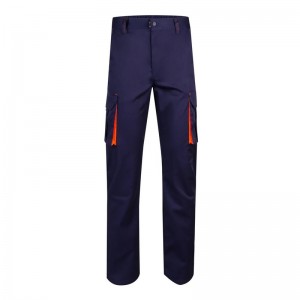 Pantalón Stretch VELILLA bicolor multibolsillos, Azul marino / Naranja flúor