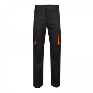 Pantalón Stretch VELILLA bicolor multibolsillos, Negro / Naranja flúor